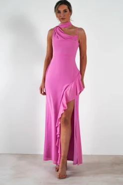 Rosella Ruffle Detail Maxi Dress | Fuchsia