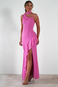 Rosella Ruffle Detail Maxi Dress | Fuchsia