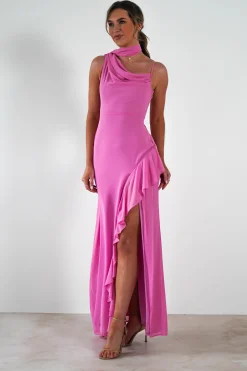 Rosella Ruffle Detail Maxi Dress | Fuchsia