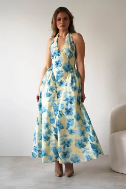 Sabine Floral Bodied Maxi Dress | Yellow/Blue