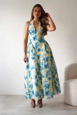 Sabine Floral Bodied Maxi Dress | Yellow/Blue