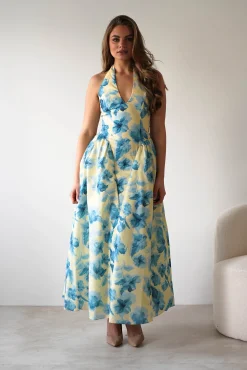 Sabine Floral Bodied Maxi Dress | Yellow/Blue