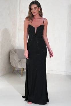 Sabrina Diamante Gown | Black