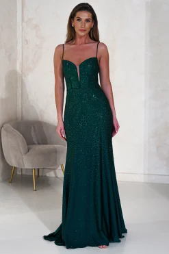 Sabrina Diamante Gown | Emerald Green