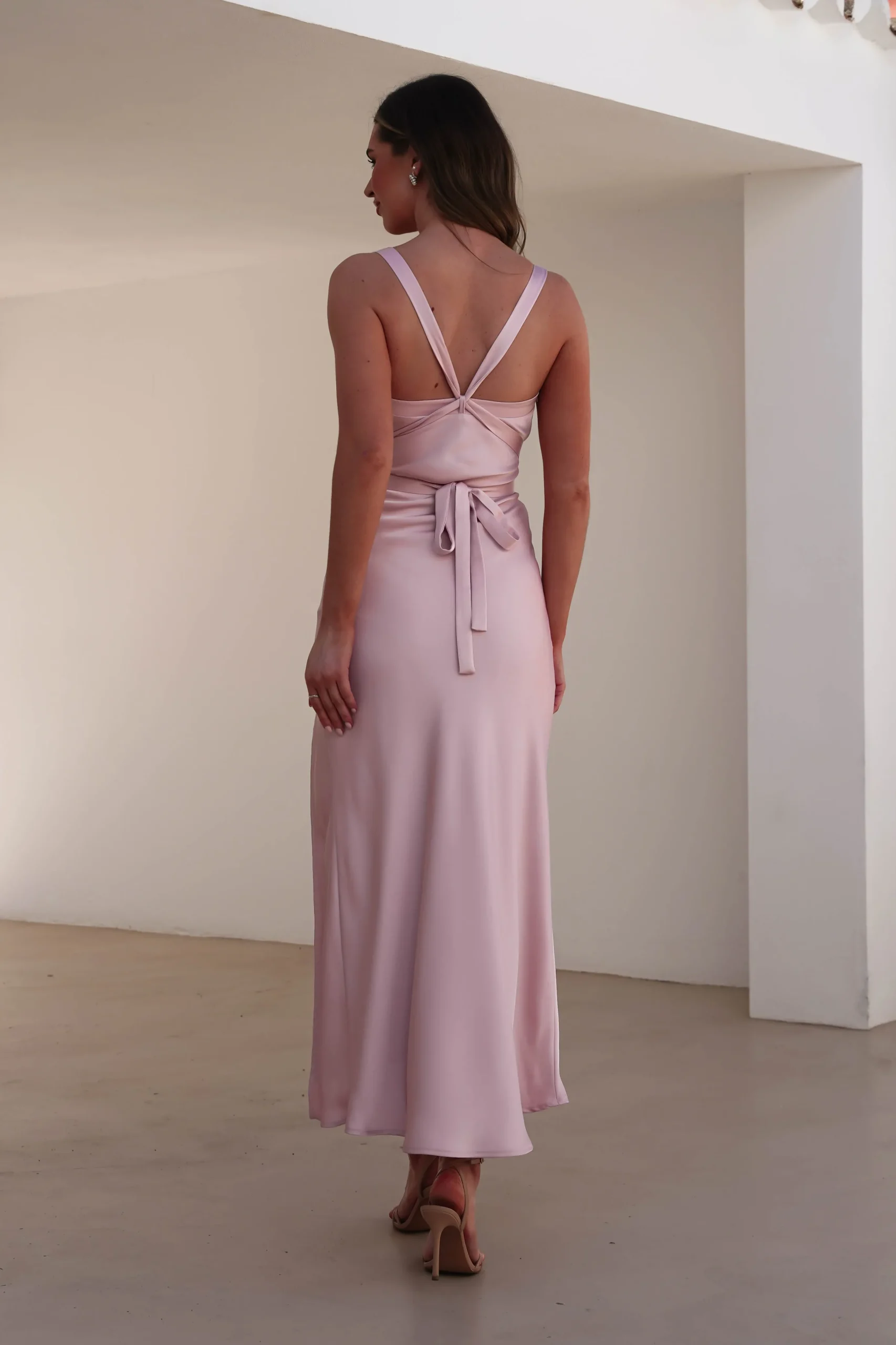 Salma Soft Matte Satin Midaxi Dress | Blush Pink