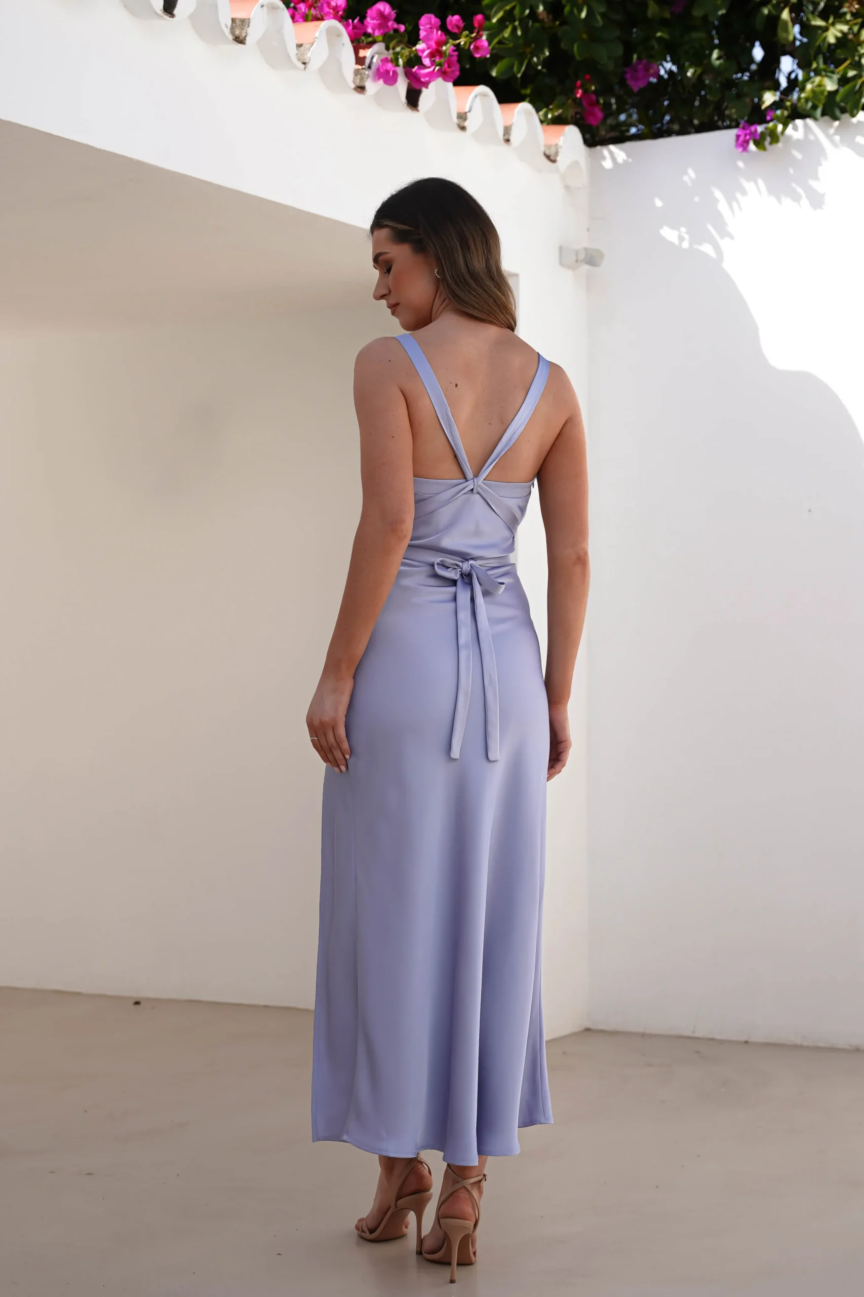 Salma Soft Matte Satin Midaxi Dress | Periwinkle Blue