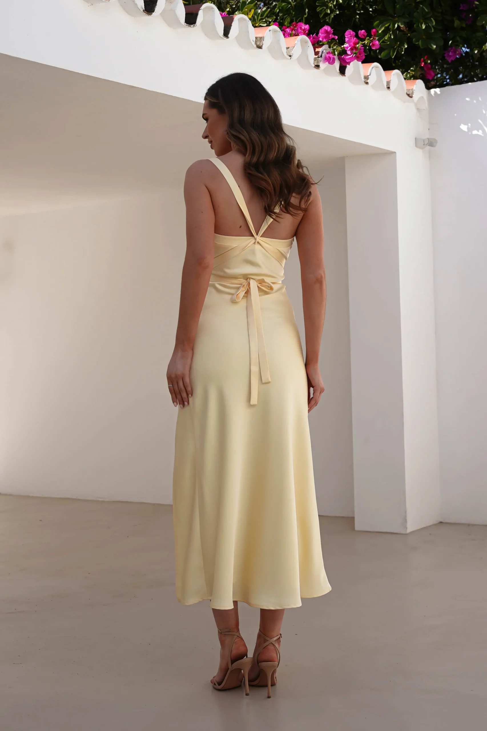 Salma Soft Matte Satin Midaxi Dress | Yellow