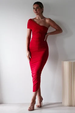 Sania Bodycon Midi Dress | Red