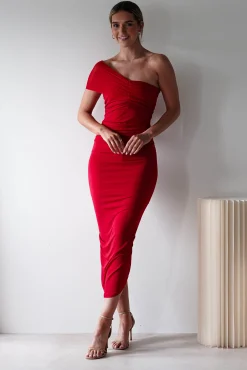 Sania Bodycon Midi Dress | Red