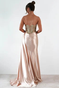 Saraya Bodycon Embellished Gown | Gold