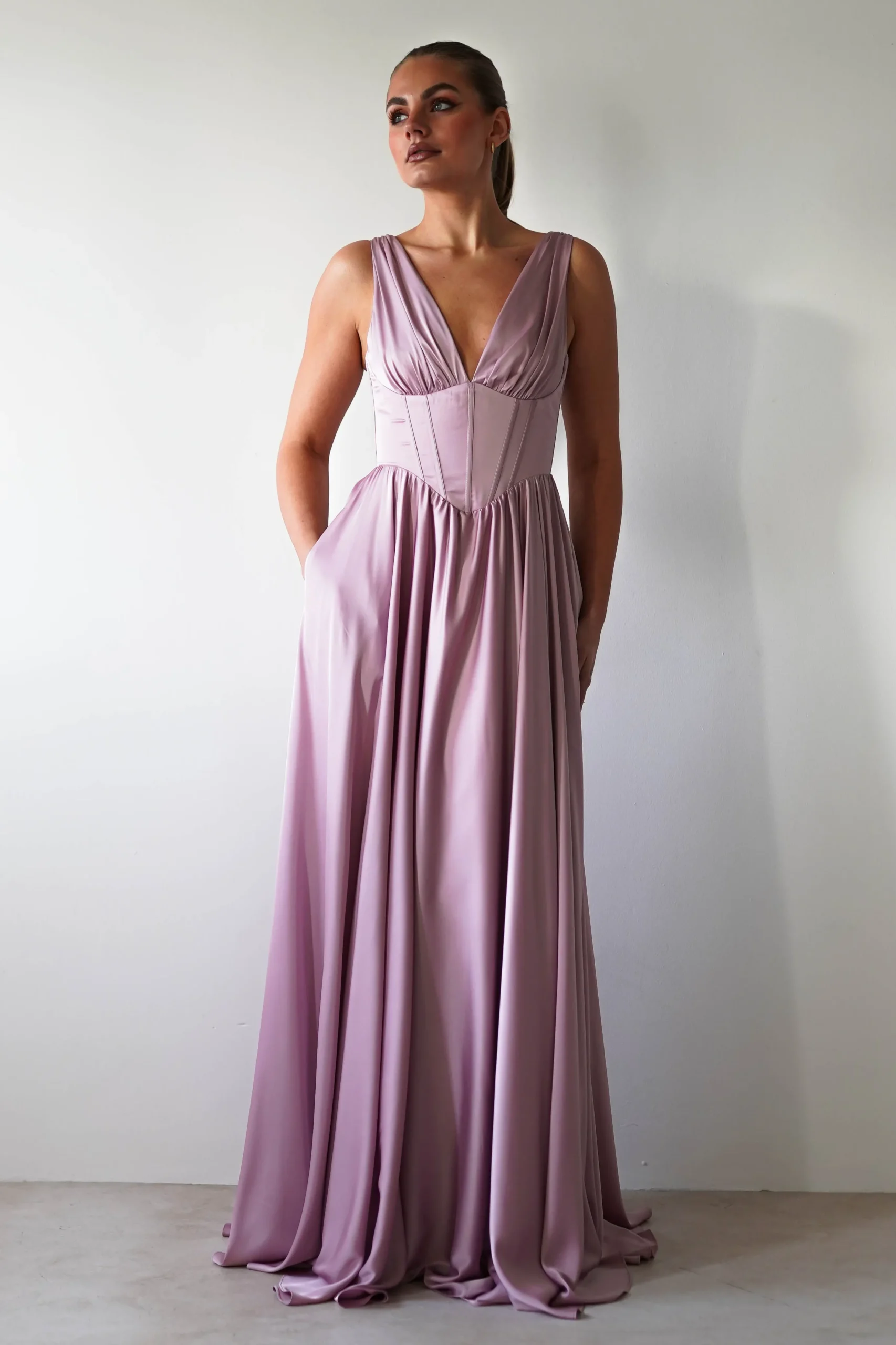 Scarlette Soft Satin Maxi Gown | Mauve