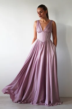 Scarlette Soft Satin Maxi Gown | Mauve