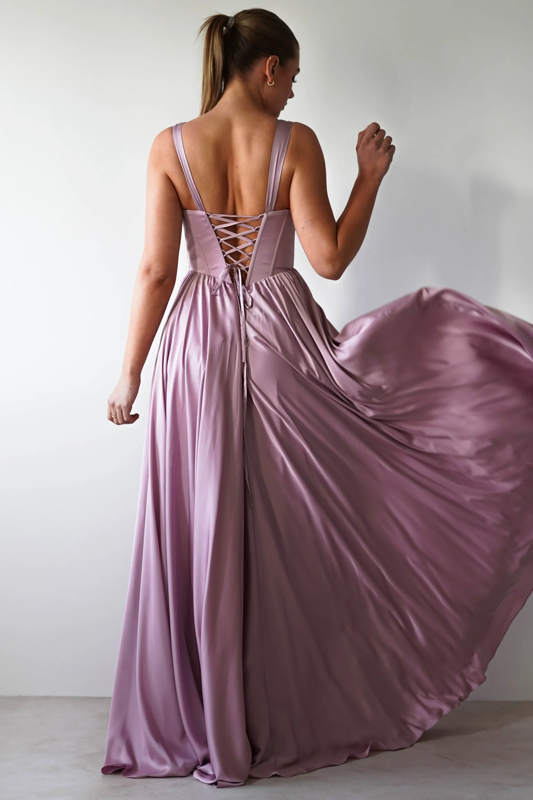 Scarlette Soft Satin Maxi Gown | Mauve