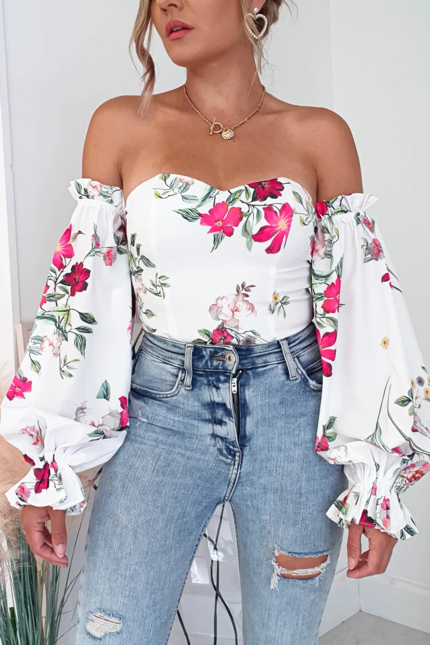 Shani Off The Shoulder Top/Bodysuit | Mixed Print