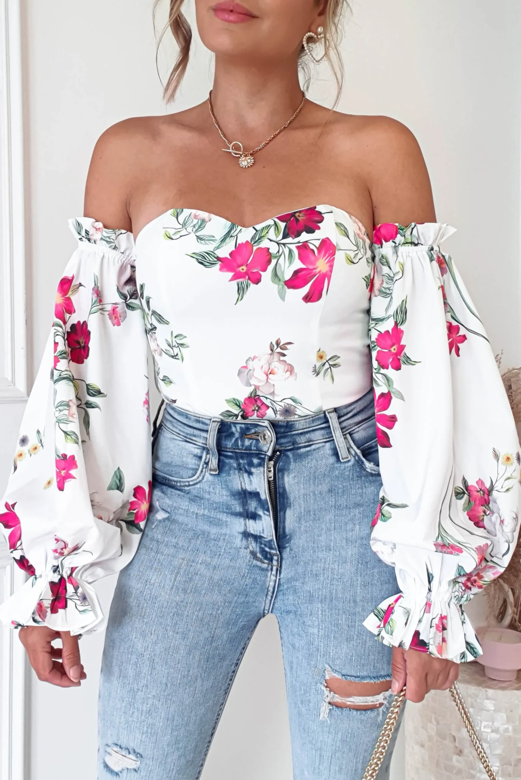Shani Off The Shoulder Top/Bodysuit | Mixed Print