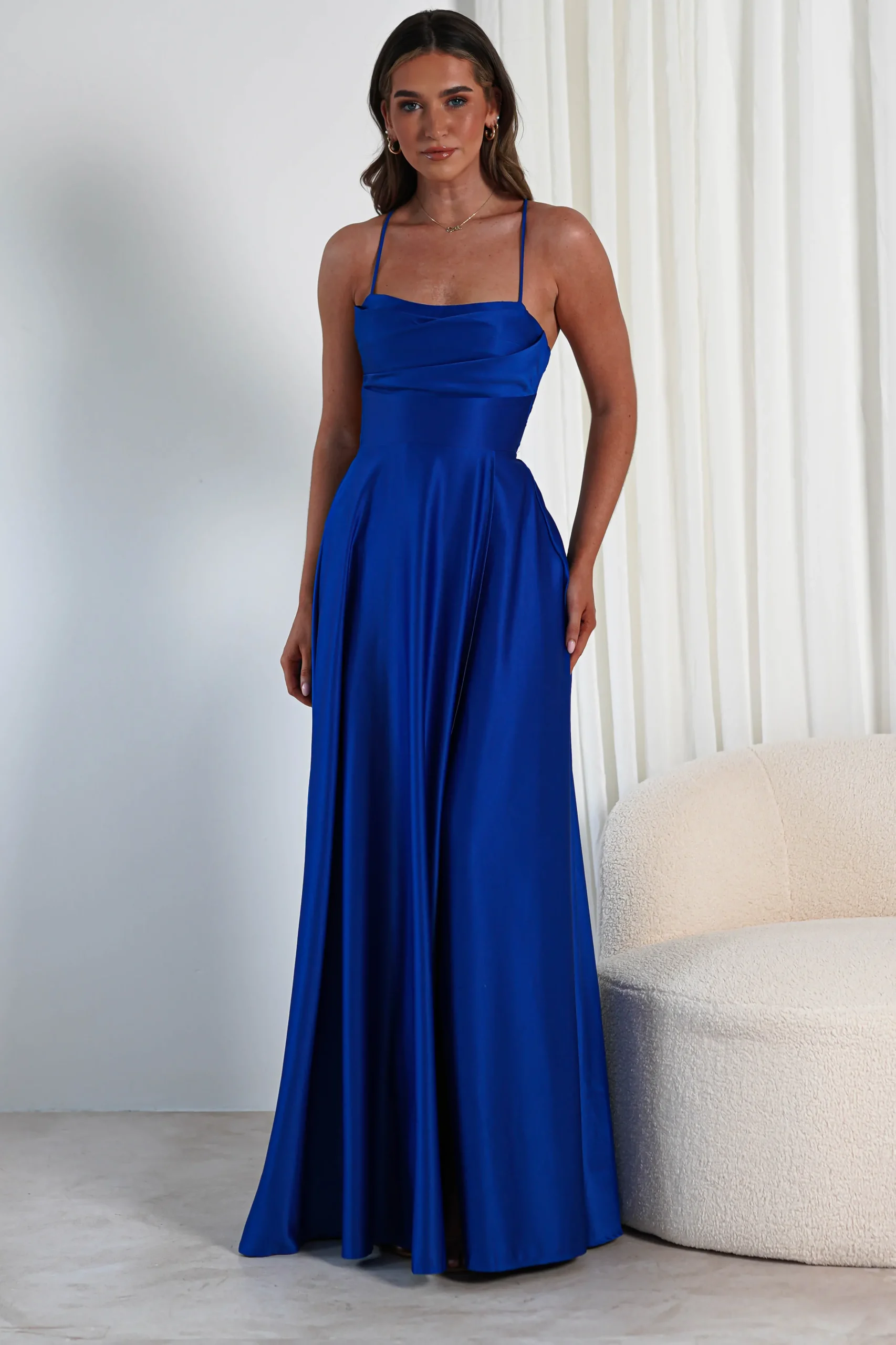 Shantal Satin Gown | Royal Blue