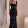 Sharma Squareneck Velvet Gown | Black
