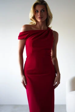 Shayna Off The Shouler Midaxi | Red