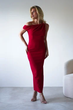 Shayna Off The Shouler Midaxi | Red