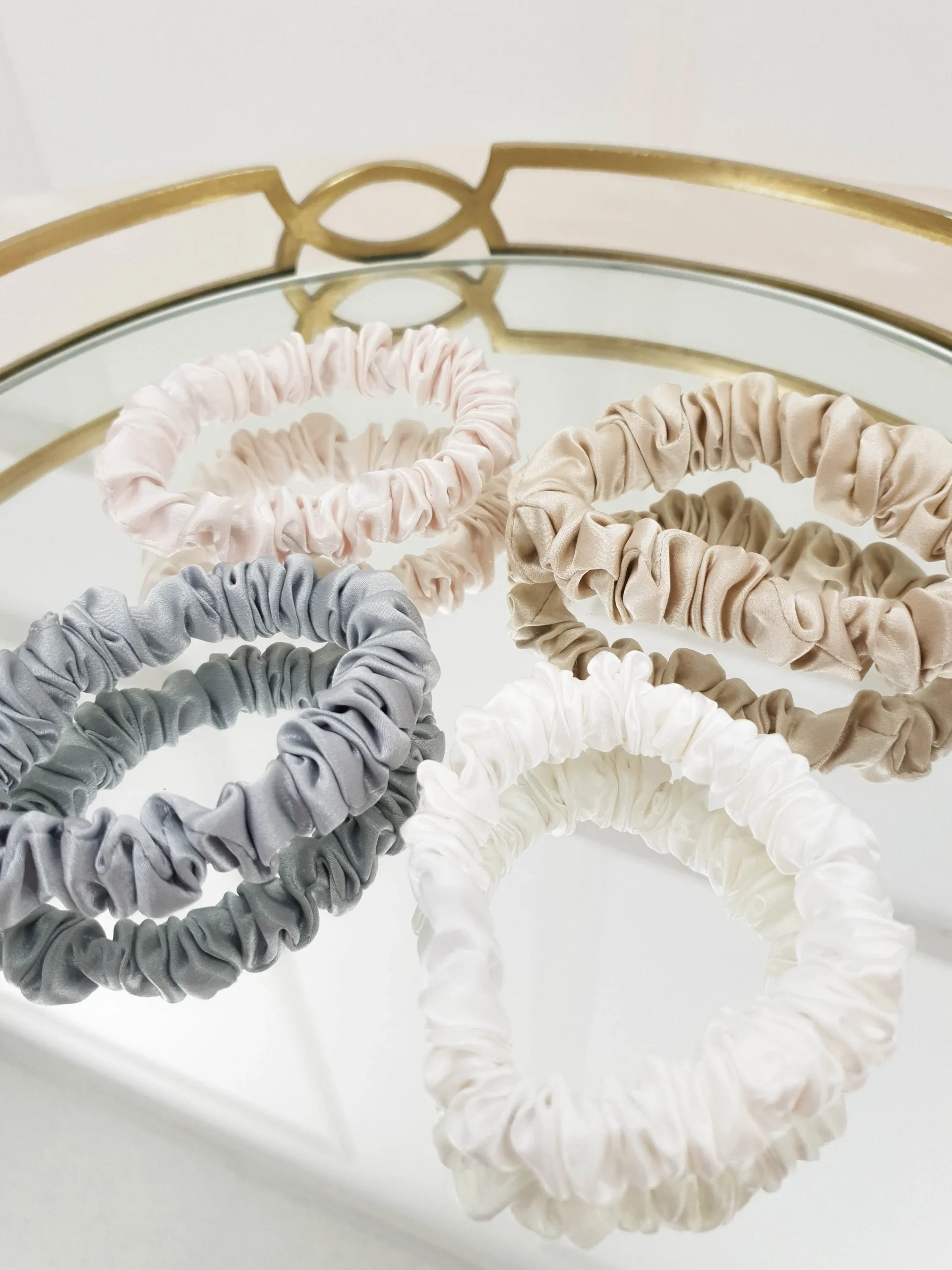 SilkLee | Luxury Slim Mulberry Silk Scrunchies | 4 pack