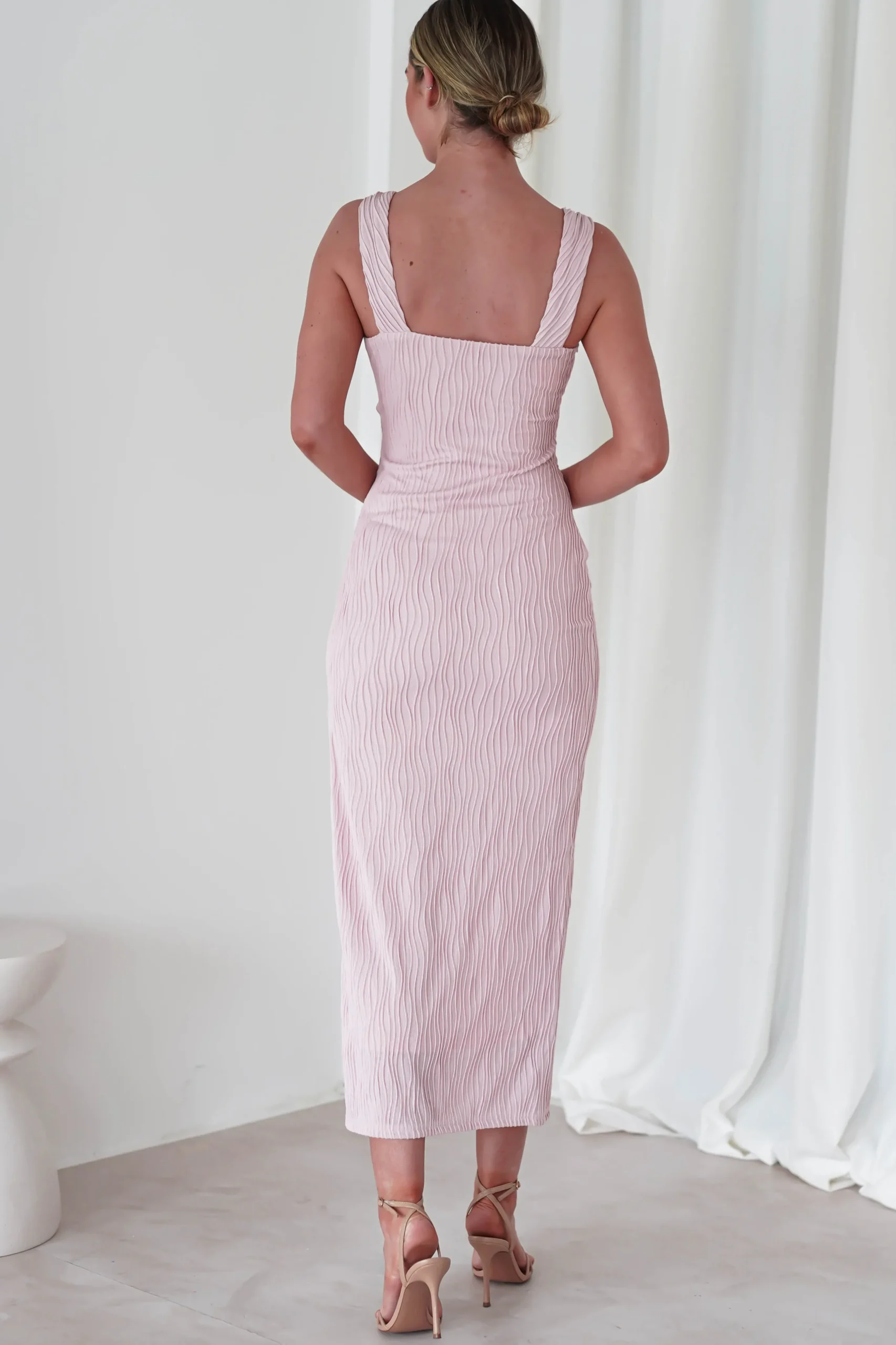 Simona Textured Maxi Dress | Blush