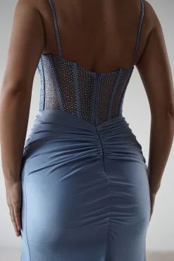 Stefani Rhinestone Bodice Gown | Blue