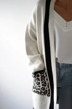 Tadriah Leopard Print Detail Cardigan