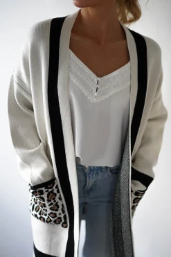 Tadriah Leopard Print Detail Cardigan