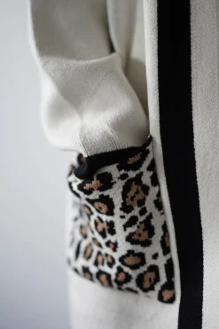 Tadriah Leopard Print Detail Cardigan