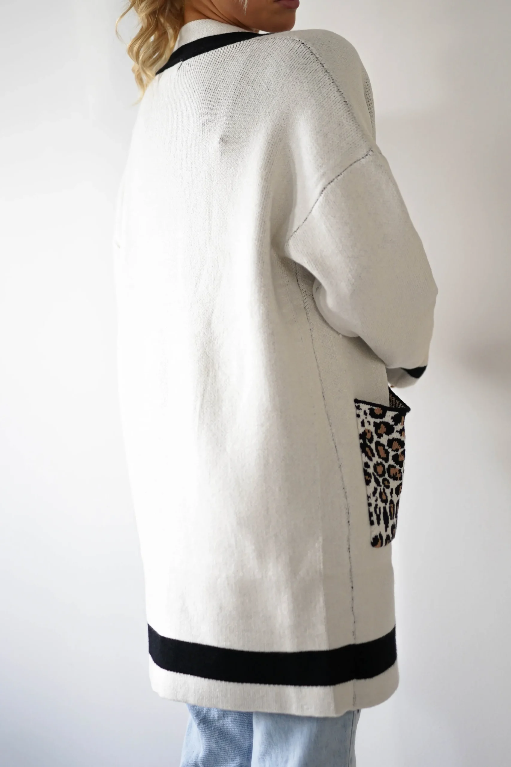 Tadriah Leopard Print Detail Cardigan