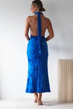 Tara Floral Jacquard Maxi Dress | Royal Blue
