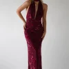 Tara Floral Jacquard Maxi Dress | Wine