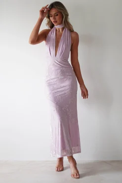 Tara Floral Jacquard Maxi Dress | Light Lilac