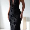 Tara Floral Jacquard Maxi Dress | Black