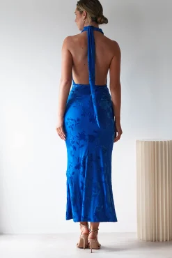 Tara Floral Jacquard Maxi Dress | Royal Blue