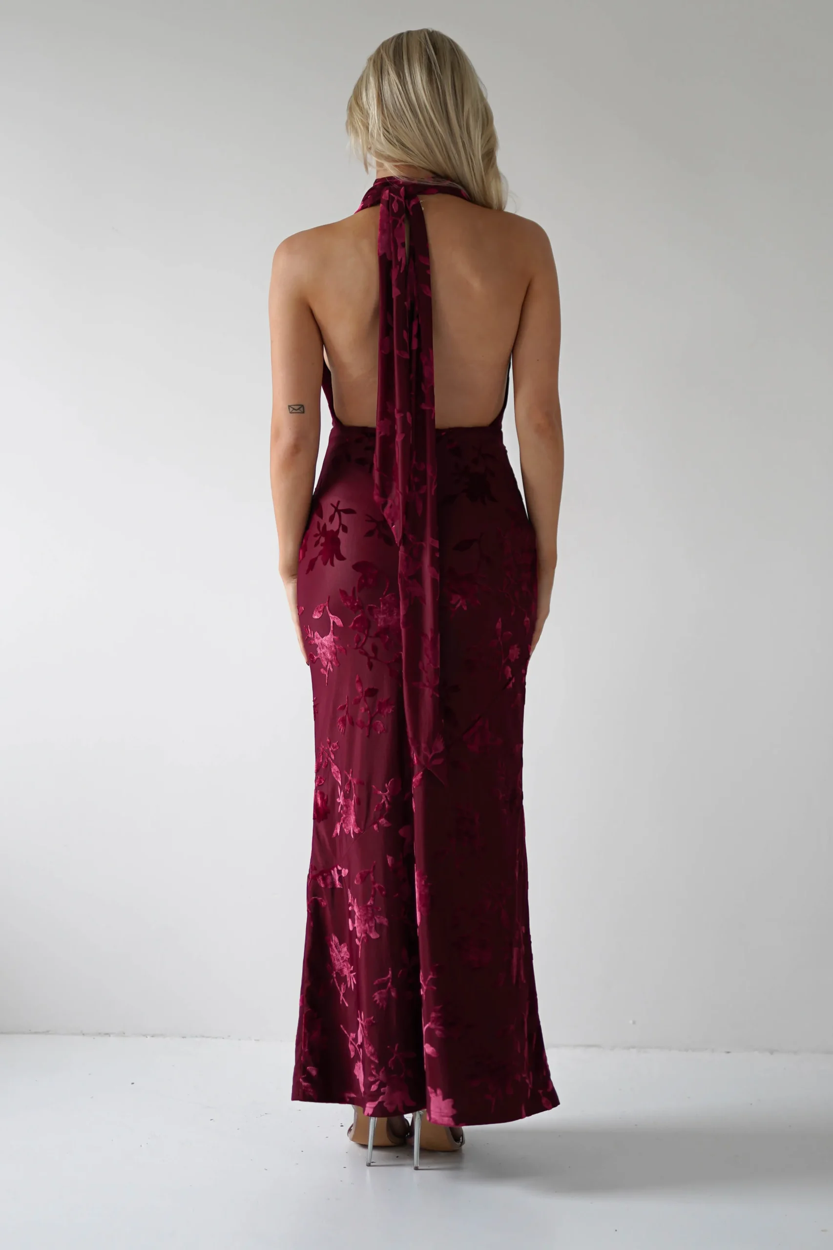 Tara Floral Jacquard Maxi Dress | Wine