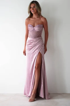 Theodora Strapless Embellished Gown | Mauve