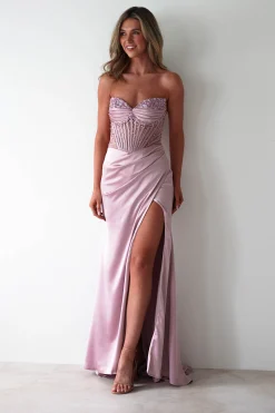 Theodora Strapless Embellished Gown | Mauve