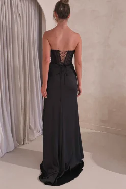 Theodora Strapless Embellished Gown | Black