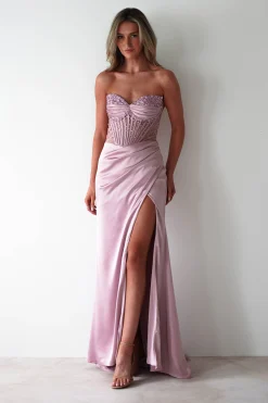 Theodora Strapless Embellished Gown | Mauve
