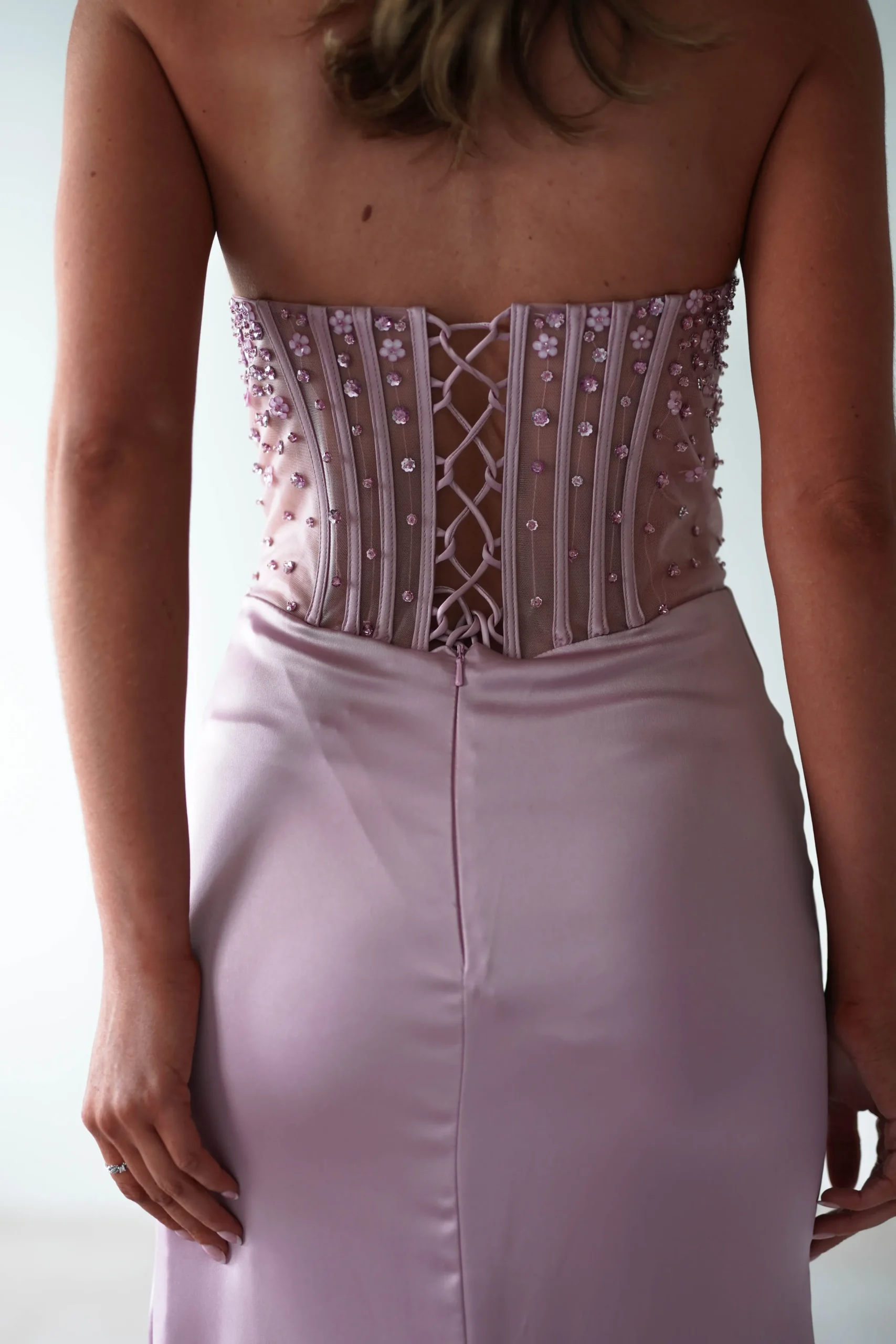 Theodora Strapless Embellished Gown | Mauve