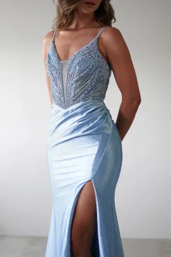 Tiah Glitter Embellished Gown | Blue