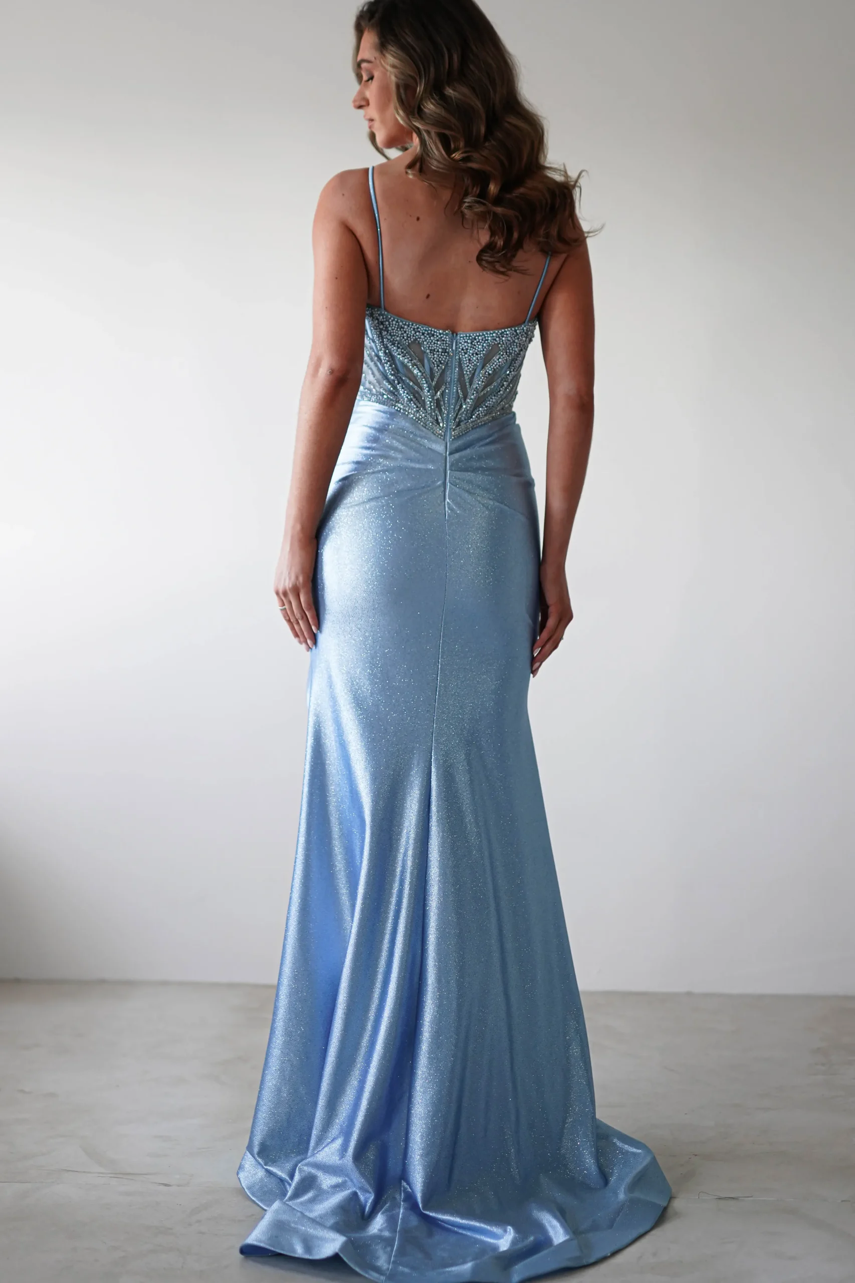 Tiah Glitter Embellished Gown | Blue