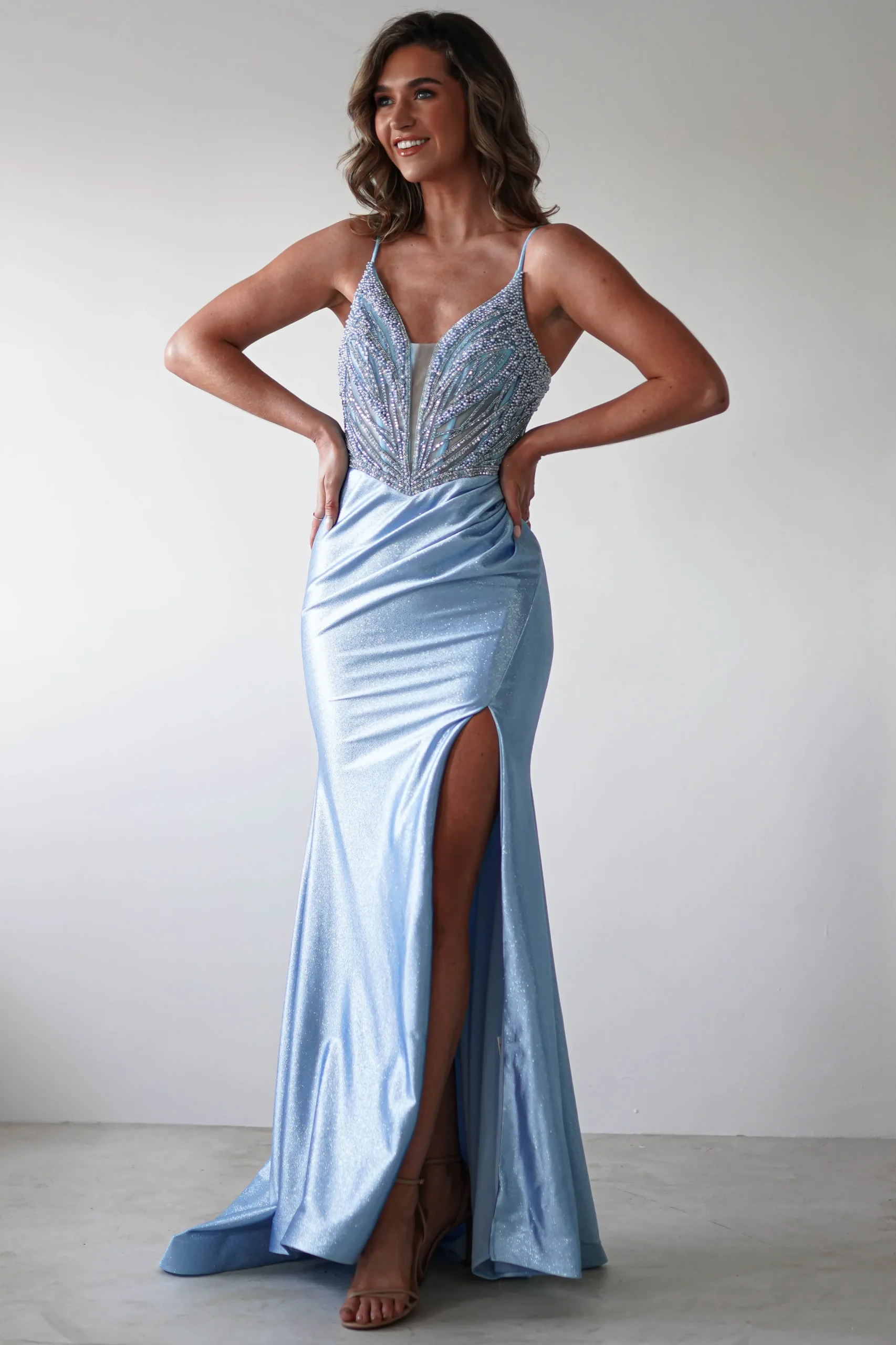 Tiah Glitter Embellished Gown | Blue