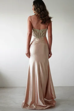 Tiah Glitter Embellished Gown | Gold