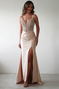 Tiah Glitter Embellished Gown | Gold