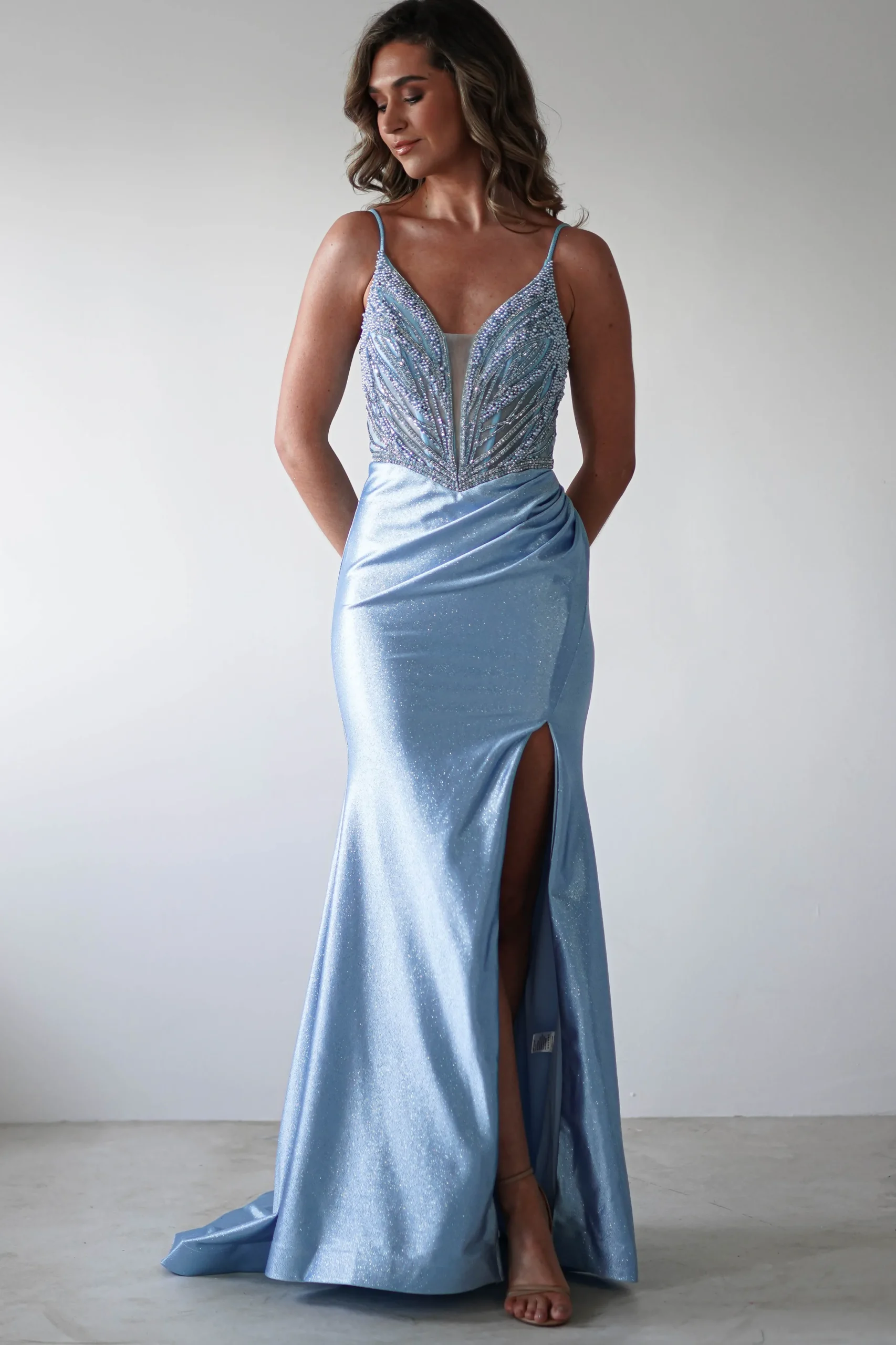 Tiah Glitter Embellished Gown | Blue