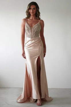 Tiah Glitter Embellished Gown | Gold