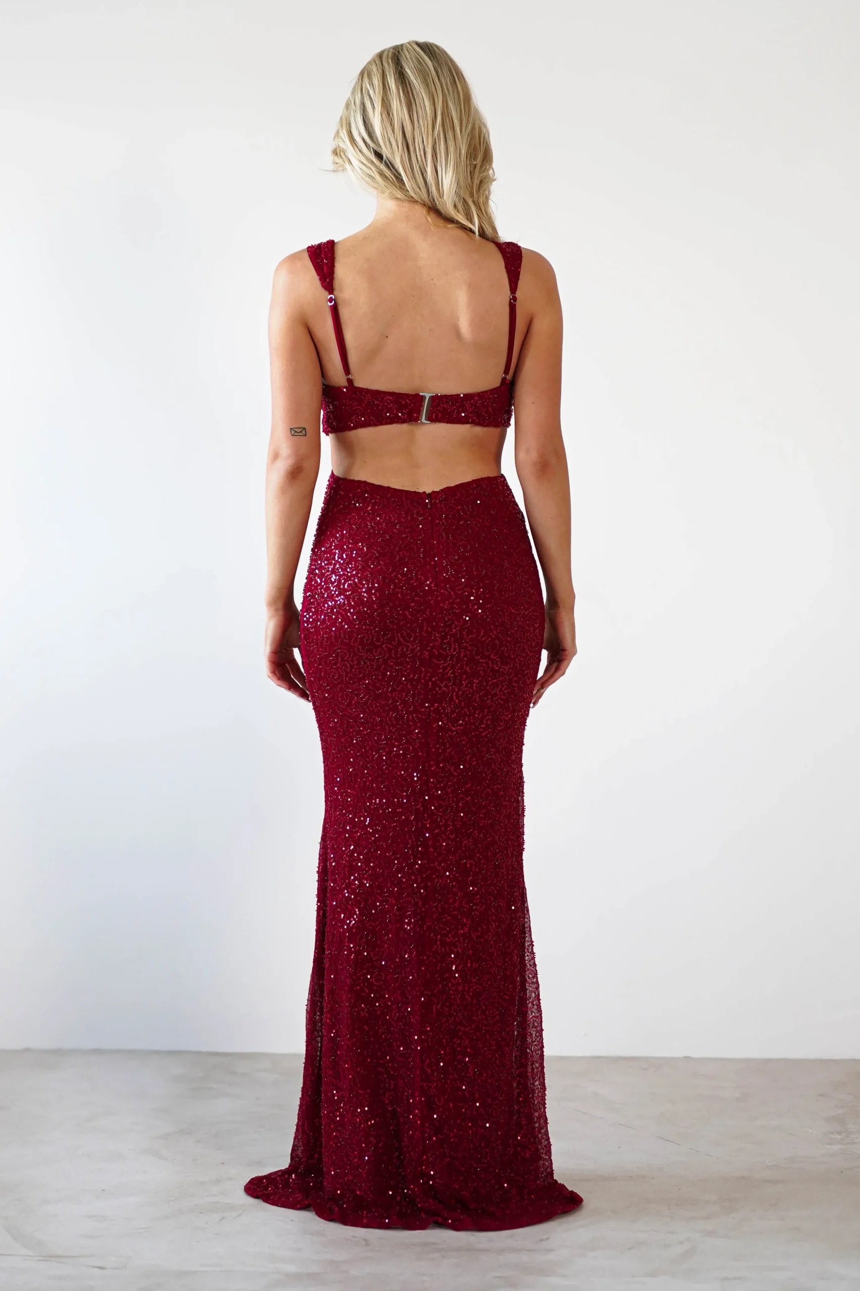 Tora Cut Out Sequin Maxi Dress | Dark Red