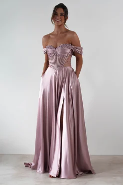 Tullie Satin A-Line Maxi Dress | Mauve